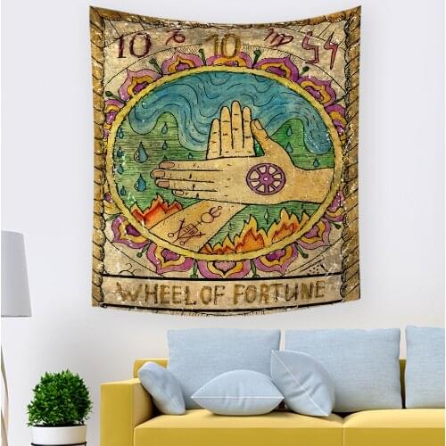 Tarot Tapestry Astrology Europe Divination Tapestry Wheel of Fortune Devil,Hierophant Emperor Mysterious Medieval Wall Tapestry