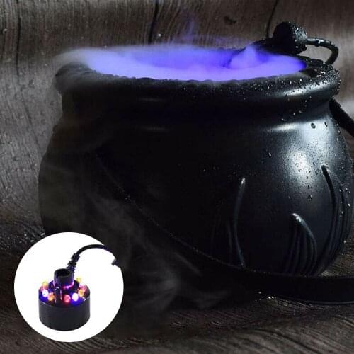 Halloween Witch Pot Smoke Machine Mist Maker Fogger Water Fountain Fog Machine Changing Party Prop Halloween DIY Decorations New