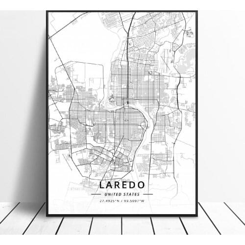 Durham Colorado Springs Fort Worth Laredo New York Scottsdale Unitedstates Map Canvas Art Poster