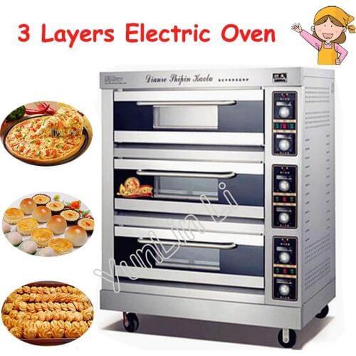 1200W Commercial Electric 3 Layers 6 Pans Baking Oven Bread Cake Pizza Making Machine FKB-3