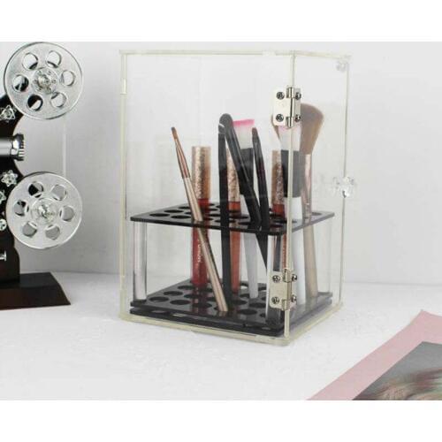 Crystal Makeup Brush Box Acrylic Makeup Organizer Cosmetic Storage Tool Flashing Pencil Holder Lipstick Organizer Holder Case