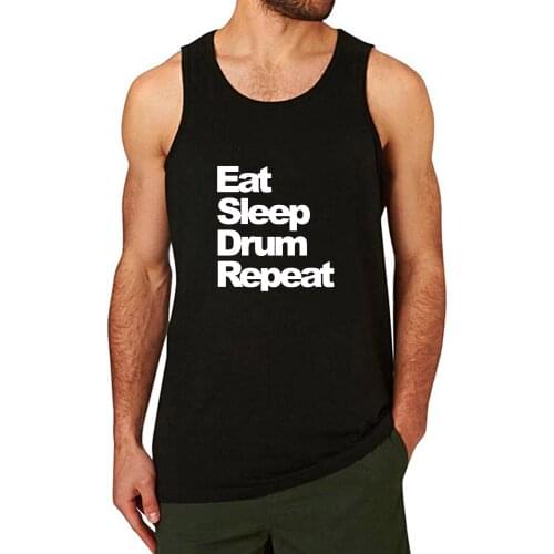 Lyprerazy Mens Eat Sleep Drum Repeat Workout Gym Funny Printed Tank Top