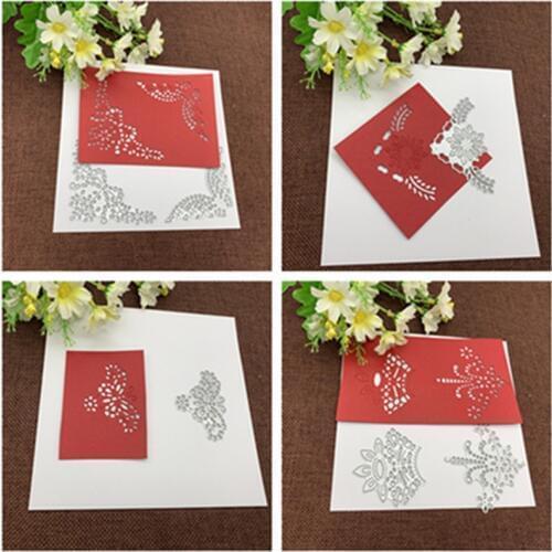 Set of 6 corner flower background metal cutting mold mold scrapbook album card paper embossing craft DIY set
