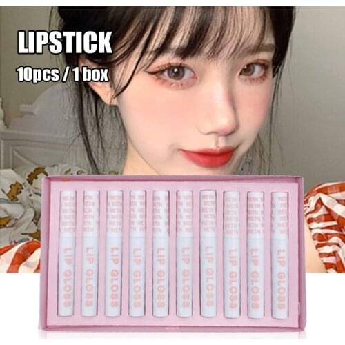 High Quality 10pcs/set Matte Lipstick Set Velvet Lip Glaze Color Charm Lasting Non-fading Lip Makeup