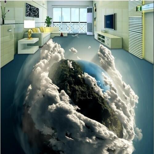 BEIBEHANG Personalized custom floor stickers 3D globe bathroom living room waterproof anti-skid wear-resistant decorative floor