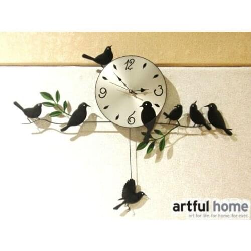 The wall clock home decoration quartz clocks painting watch morden design birds unique gift craft times sweep