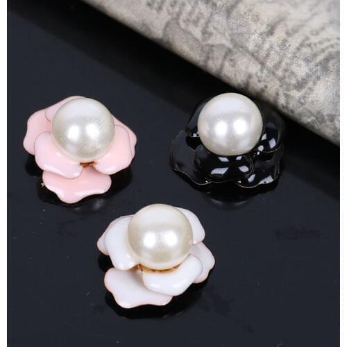 2016New 100pcs Alloy Pearl Flower Rhinestone Button for DIY Hair and bags accessories ZJ181