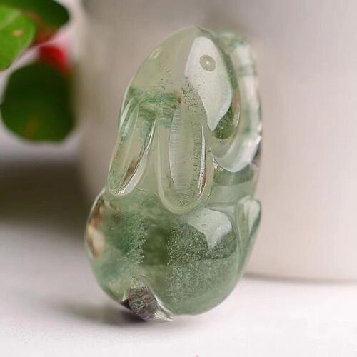 Wholesale Natural Ghost Crystal Pendants Hand Carved Rabbit Sweater Chain Necklace Lucky for Women Men Zodiac Crystal Jewelry