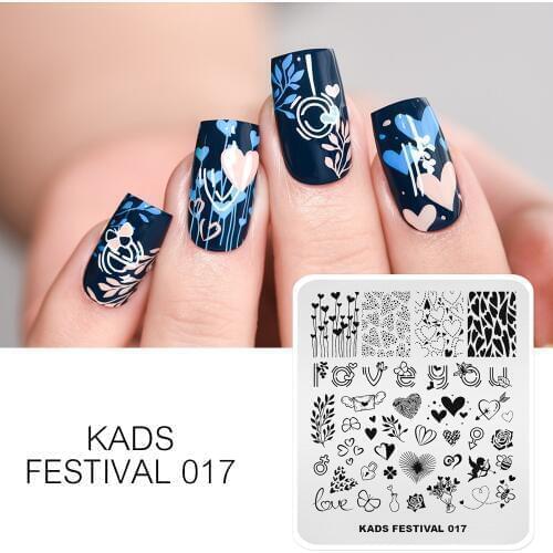 KADS Nail Stamp Plates Valentines Day Festival 017 Heart Bee Design Nail Art Stamping Template DIY Manicure Tools Nail Stencil
