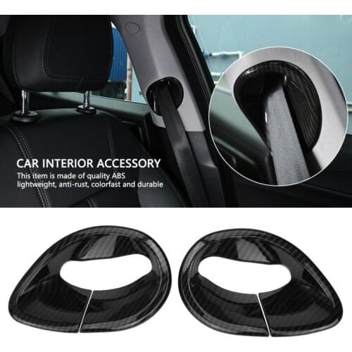 2pcs Car Interior Front Row Safety Belt Frame Cover Trim Carbon Fiber for Alfa Romeo Giulia 2016 2017 2018