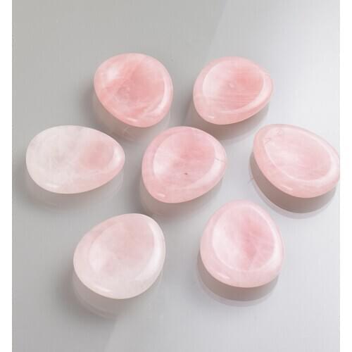 Rose Quartz Worry Stone 45*37MM Tumbled Natural Palm Stone Chakra Tool Thumb-Stone Reiki Healing Energy Feng Shui Home Decor