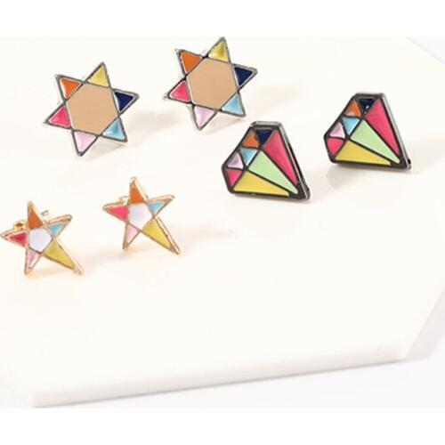 Hot Trendy Cute Cartoon Oil Drip Earrings Star Stud Earrings Fashion Jewelry Accessories Sweet Girl Wedding Party Gifts