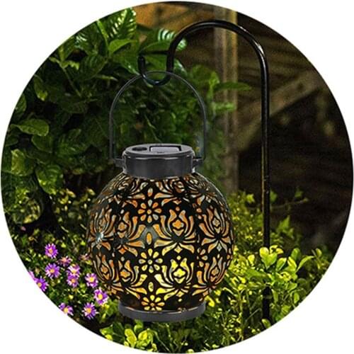 Solar Lantern Metal Hollow Projection Hanging Solar Lamp Outdoor Waterproof LED Decorative Solar Lamps Patios Balconies Gardens