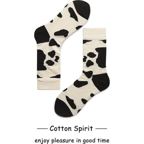Winter Skateboard Couples Cows Pattern Stockings Japanese and South Korean Style Cute Cotton Men and Women Fashion Ins Socks