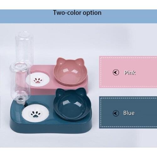 1pc Water Food Bowl For Cats Dogs Raised Pet Feeding Tilted Bowl For Kitty And Puppy With Automatic Water Dispenser Pet Supplies