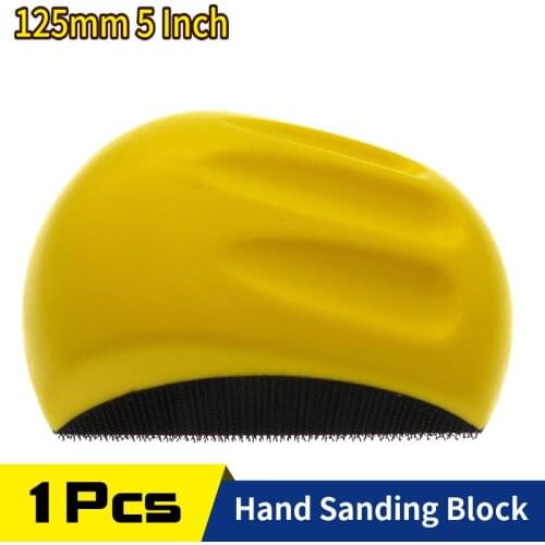 5 Inch Hand Sanding Block PU Foam Mouse Shape Hand Pad Abrasive Tools for Hook and Loop Disc