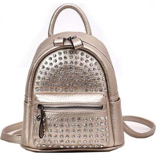 5PCS / LOT Shiny Rhinestone Backpack for Women PU Mini Ladies Bagpack Small Leather Shoulder Bag Female