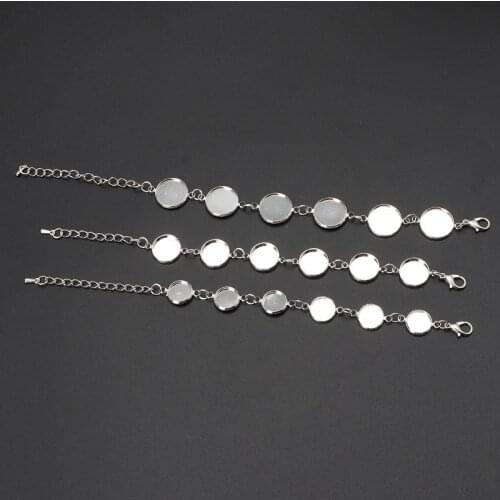 6 Round Bezel Pads DIY Blank Glass Cabochons Bracelet Sliver for Jewelry Making