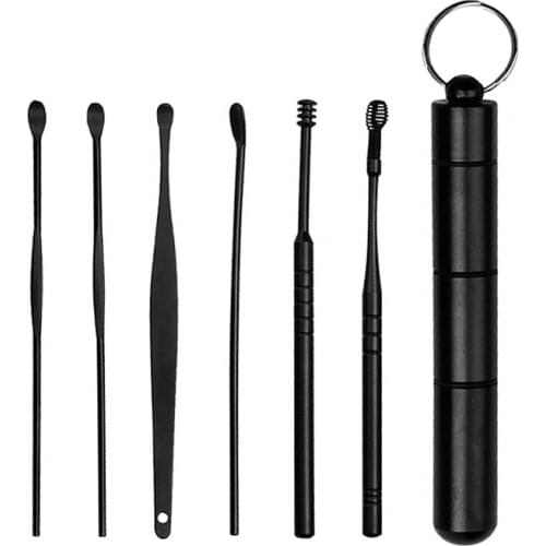 6Pcs Stainless Steel Spiral Earpick Ear Wax Cleaner Spoon Ear Care Pick Cleaning Curette Makeup Tool Kit Wax Removal Beauty Tool