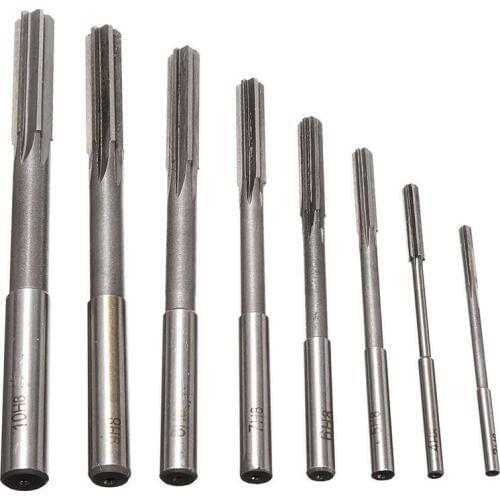 ABSF 8pcs/set HSS H7 Machine Reamer Straight Shank Chucking Reamers Set Cutter Tool 3/4/5/6/7/8/9/10mm