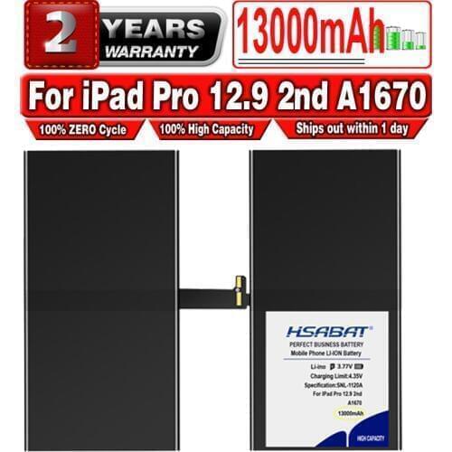 HSABAT 13000mAh Battery for iPad Pro 12.9 2nd A1670 A1671 A1754