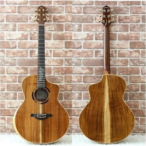 Lechant Solid KOA wood acoustic Guitar,41 inch Cutaway Jumbo all solid koa guitar acoustic ,Free shipping