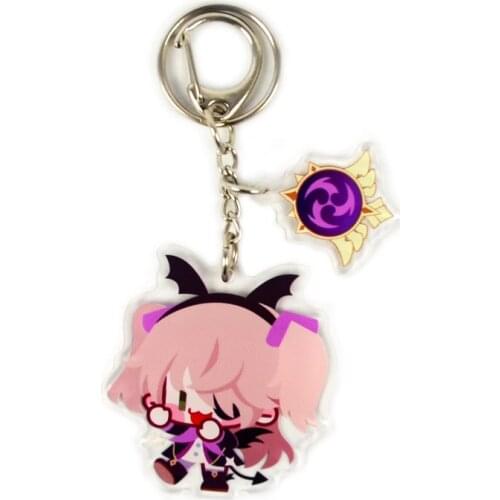 Anime Keychain Genshin Impact Klee Venti Player Fischl Kaeya Man Key Chain For Womens Cute Bag Pendant Key Ring Gift
