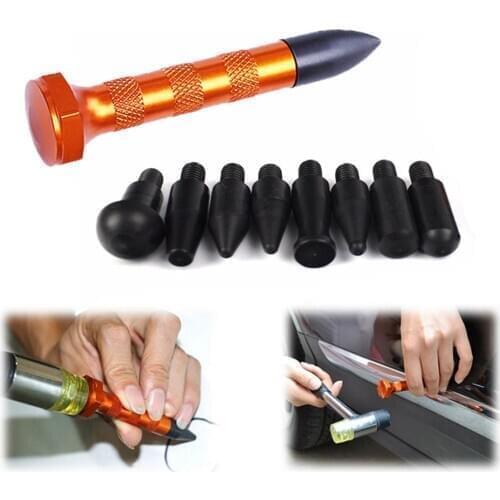 Car Paintless Dent Repair Flattening Pen with 9pcs Heads Tap Down Pen Car Body Dent Removing Dents Tool Auto Repair Kits