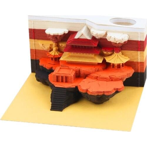 Omoshiroi Block 3D Memo Pad Sky Castle Building Model Color Note Paper Diy Scrapbooking Writing Paper Notes Decorative Notepad