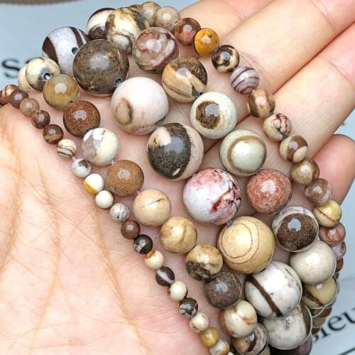 Natural Stone Australia Zebra Jaspers Beads Round Loose Spacer Beads For Jewelry Making DIY Charm Bracelet Necklaces 4/6/8/10mm