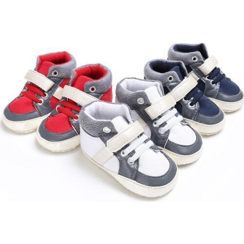 2019 0-1 year old boy baby spring and autumn sports shoes soft bottom stitching baby toddler shoes