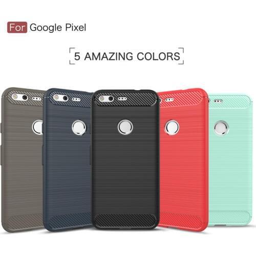 For Google Pixel 5.0" case Brushed Armor Shockproof Soft TPU Case for Google Pixel XL 5.5" Carbon Fiber Coque