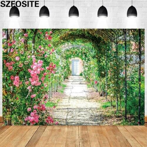 Wedding Photography Background Flower Vine Arch Path Bride Photos Picture Decoration Backdrop Studio Props Custom Vinyl Banner