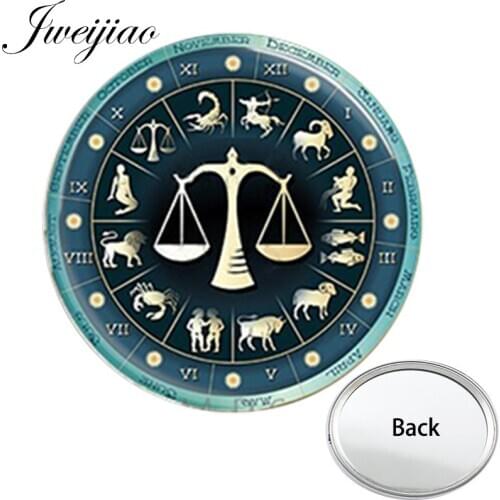 Youhaken 12 Zodiac Horoscope Art Photo Symbol One Side Mini Pocket Mirror Portable Makeup Vanity Hand Travel Purse Mirror