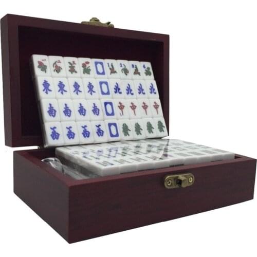 Chinese Mini Mahjong Game Travel Set Wooden Box W2011