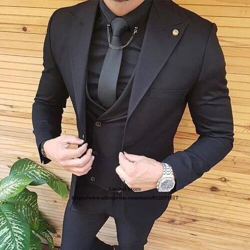Classic Professional Mens Suits Wedding Groom Tuxedo 3 Piece Jacket Vest Pants Set Formal Business Slim Fit Blazer Costume Homme
