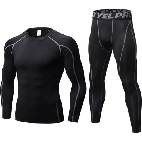 2pcs Mens Sportswear Compression Suits Jogging Sports Underwear Training Clothing Set Running Workout Gym Tights Tracksuit
