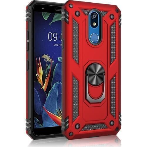 Heavy Duty Car Magnet Armor Case For LG K40 K30 2018 K10 X2 X4 2019 Cover Shockproof 360 Rotating Metal Ring Stand