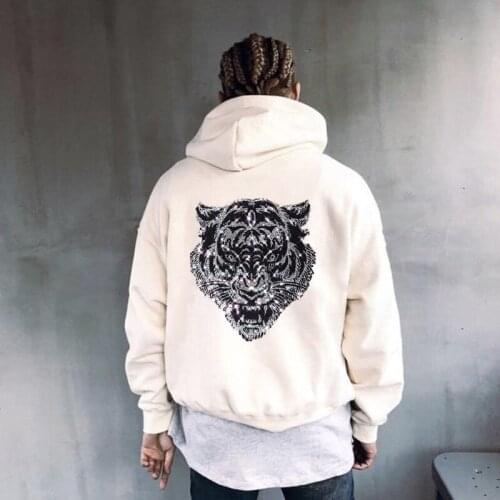 New Winter Hoodie Mens Hoody Plus Size 5XL Rhinestone Hot Diamond Tiger Design Personality Star Warm Pullover H634