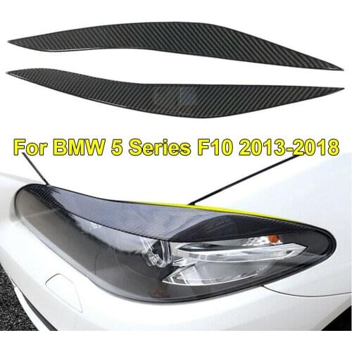 Carbon Fiber eyelid cover trim Headlight Eyebrow Eyelids Compatible for BMW F10 5 Series 2013-2018 Car Styling