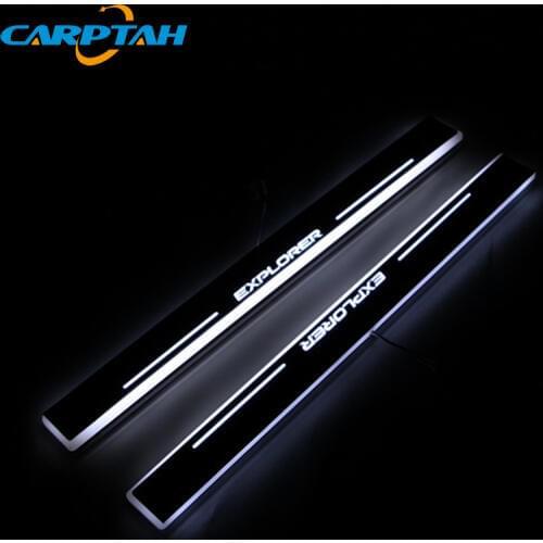 Carptah Moving LED Car Light Door Sill Scuff Plate Pathway Dynamic Streamer Welcome Lamp For Ford Explorer 2011 2012 2013 2014