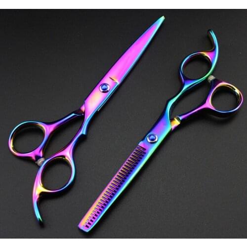 Custom-made Professional 5.5 inch classic rainbow cutting & thinning hairdressing scissor shears cut barber hair scissors set