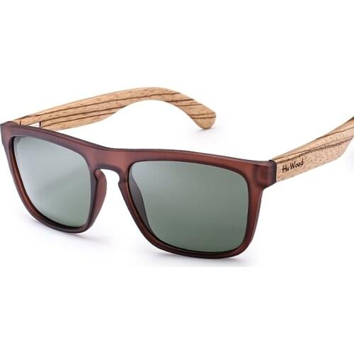 Natural Bamboo Sunglasses for Men Zebra Wood Sun Glasses Polarized Sunglasses Rectangle Lenses Driving UV400 GR8002