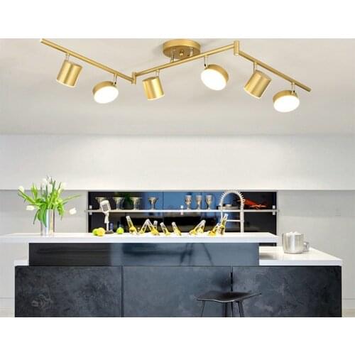 Modern Gold Black Adjustable 6 Head Suspension LED Chandelier for Bedroom Living Dinning Room Coffee Shop Decor Light AC90-260V