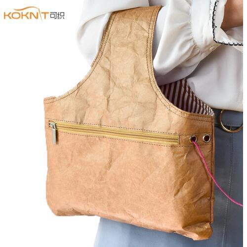 KOKNIT Knitting Yarn Storage Bag Portable Yarn Holder Tote for Travel Eco-friendly Waterproof Paper Crochet Storage Easily Fold