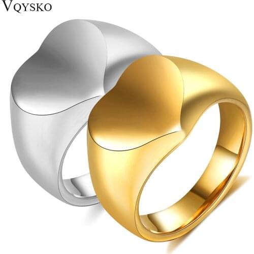 Romantic Stainless Steel Heart Shaped Wedding Rings For Women Men Ladies Gold Fashion Jewelry Birthday Gift