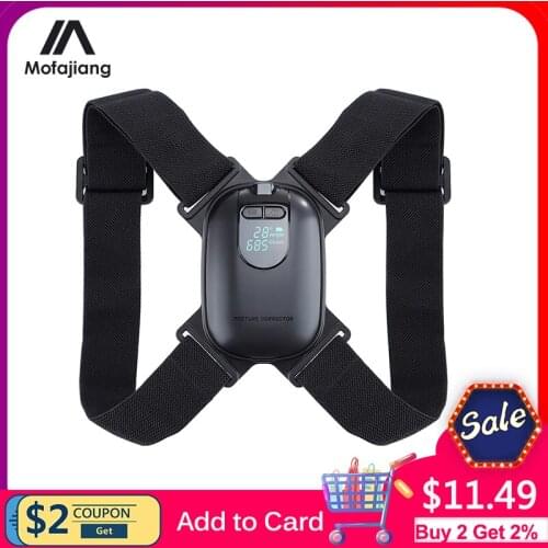 Smart Back Support Back Posture Corrector Intelligent Angle Sensor Vibration Reminder USB Charging LED Screen Children Adults