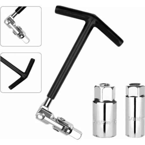 High Quality T-Handle Universal Joint Spark Plug Socket Wrench Remover Installer 360 Degree Rotate Auto Repair Tool
