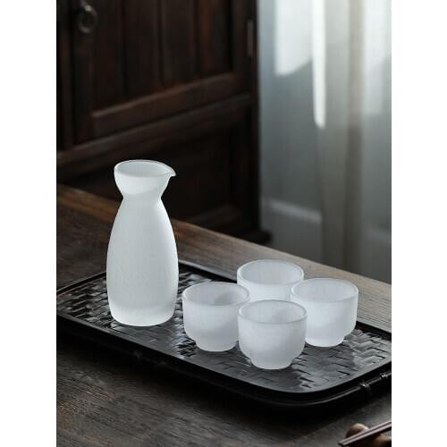 Japanese frosted glass hammer sake pot set liquor distributor small glass wine pot cup white rice yellow wine wineware
