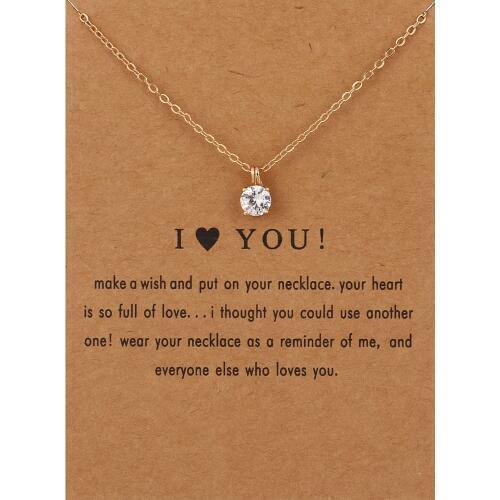 12pcs Fashion Jewelry I LOVE YOU Four Claw CZ Crystal Pendant Necklace Jewelry Gifts